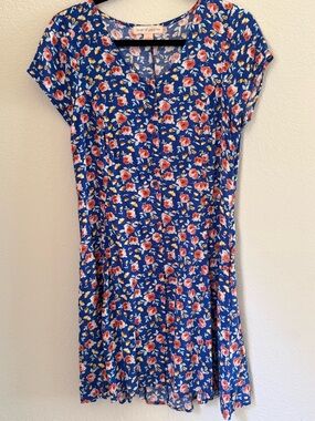 Blue Floral Short Sleeve Dress - Band of Gypsies